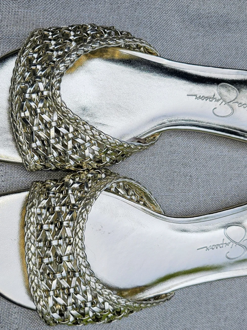 Jessica Simpson Gold Woven Slide Sandals